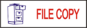 This pre-inked rubber stamp comes pre-assembled with the text "FILE COPY." The stamp is built with quality and has the capabilty to be re-inked.
