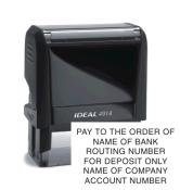 Need a custom bank deposit stamp. Order online today and choose custom text, ink color and font style. Fast Shipping