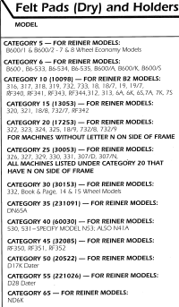 CHART: Reiner Ink Pads (not Color Box Pads)