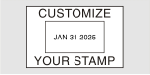 Create your custom date stamp online. Fast and Easy. Customized with your text above or below date. Choose ink color. Year band good for 7 years. Re-ink able