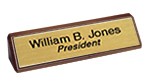 #02<br>2" x  10" Walnut Holder & Name Plate w/2 Lines 